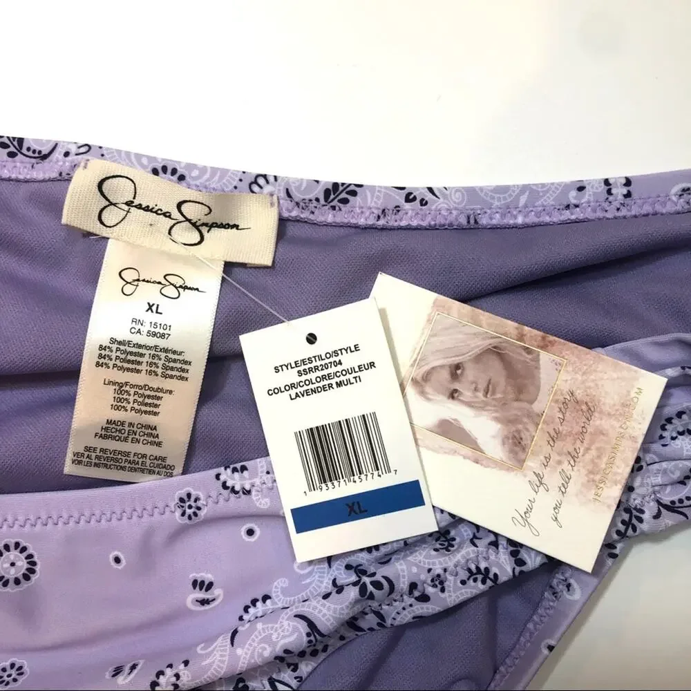 Jessica Simpson LAVENDER Side Shirred Swim Bottom